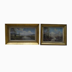 Garstin Cox, Landschaften, spätes 19. oder frühes 20. Jahrhundert, Pastell Zeichnungen, gerahmt, 2er Set