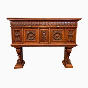 Renaissance Florentine Sculpted Wood Credenza, 1890s