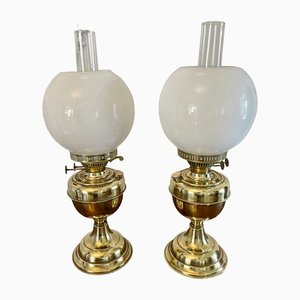 Antique Oil Lamps in Brass, 1900s, Set of 2