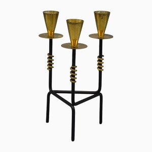 Swedish Candleholder in Brass and Metal by Nils Johan