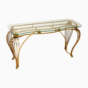 French Rococo Style Console Table in Brass, 1970s