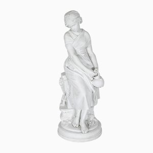 Mathurin Moreau, Grande Sculpture Figurative, Fin 19ème Siècle, Biscuit de Porcelaine