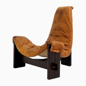 Brutalist Lounge Chair in Leather, 1960s