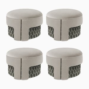 Grey Lunite Pouf by Dooq, Set of 4