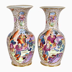 Jarrones chinos de porcelana, década de 1890. Juego de 2