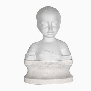Buste d'Enfant en Biscuit de Porcelaine de Limoges, Début 20ème Siècle