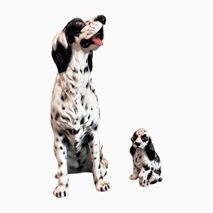 Lebensgroße handbemalte italienische Hundefiguren aus Keramik, 1980er, 2er Set