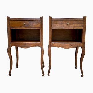 French Nightstands in Walnut, 1890s, Set of 2