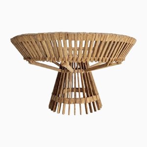 Large Modern Palm Wood Fruit Basket on Foot by Piet Hein Eek, 2000s