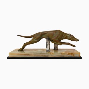 French Art Deco Marble Spelter Greyhound, 1930s