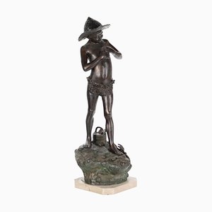 G. Varlese, Young Fisherman, Italy, 20th Century, Bronze Sculpture