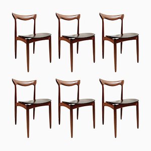Mid-Century Danish Sculpted Back Dining Chairs attributed to H. W. Klein for Bramin, 1960s, Set of 6