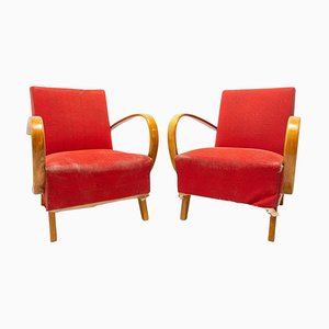 Bentwood Armchairs attributed to Jindřich Halabala for Up Races, 1950s, Set of 2