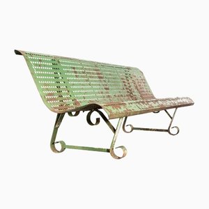French Municipal Garden Bench with Scroll Feet, 1960s
