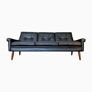 Mid-Century Danish Black Leather Sofa from Svend Skipper, 1960s