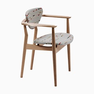 109 Chair in Wood and Paul Smith Fabric by Finn Juhl