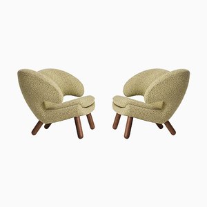 Pelican Chairs in Raf Simons Fabric by Finn Juhl, Set of 2