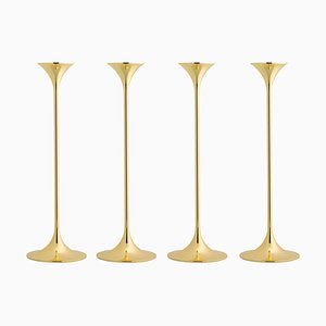 Jazz Candleholders in Steel with Brass Plating by Max Brüel for Karakter, Set of 4