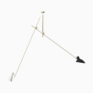 Fifty Black and White Suspension Lamp in Brass by Vittoriano Viganò for Astap
