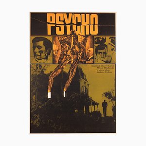 Affiche de Film Psycho A1 d'Hitchcock, République Tchèque, 1970s