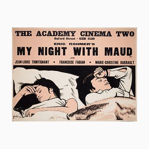 Affiche My Night with Maud Quad par Strausfeld pour Academy Cinema, Royaume-Uni, 1971