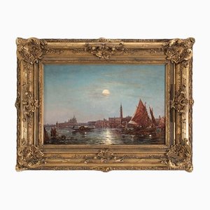 Artista del Grand Tour, Vista de Venecia, siglo XIX, óleo sobre lienzo, enmarcado