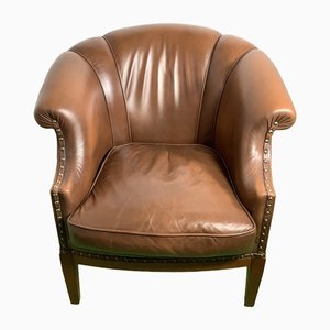 Vintage Chesterfield Armchair with Cognac-Colored Leather, 1970s