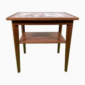 Teak Side or Lamp Table with Ceramic Surface, 1970
