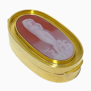 Small Oval Dutch Silver Gold Plated Box with a Scene of the Birth of Venus, 1980s