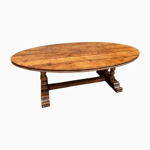 Large Vintage Burr Walnut Oval Dining Table