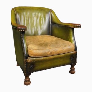 High-Eye Green Leather Armchair