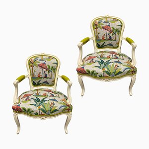 Louis XV Painted Armchairs, 1930s, Set of 2