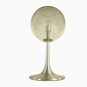 Lámpara de mesa alemana Mid-Century de aluminio y vidrio