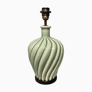 French Celadon Ceramic Lamp, 1940s