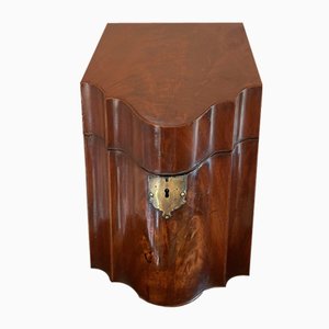 Antique George III Figured Mahogany Serpentine Shaped Storage Box, 1800s
