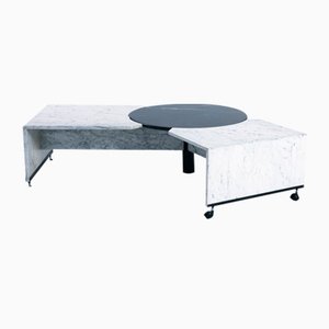 Black and White Marble Postmodern Adjustable Coffee Table