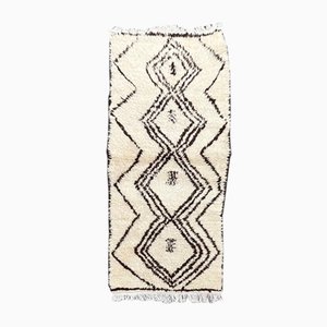 Vintage Beni Ouarain Berber Rug in White Wool, 1990s