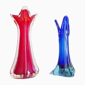 Murano Glass Vases, Italy, 1960s, Set of 2