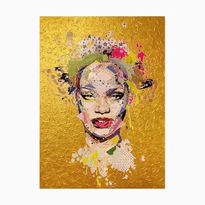 Pinar Du Pre, Rihanna Gold, 2018, Mixed Media on Canvas