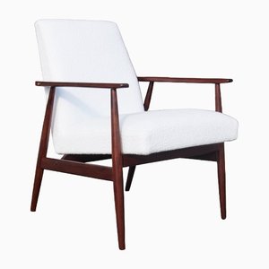Mid-Century White Model 300-190 Boucle Armchair by H. Lis, Poland, 1960s