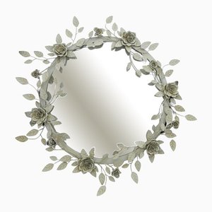 Vintage Mirror with Floral Metal Frame