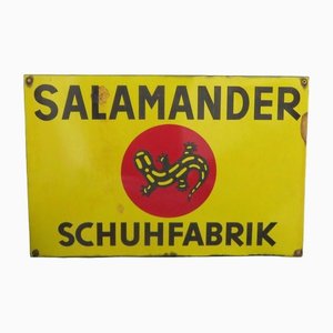 Cartel grande esmaltado de Salamander Schuhfabrik, años 50