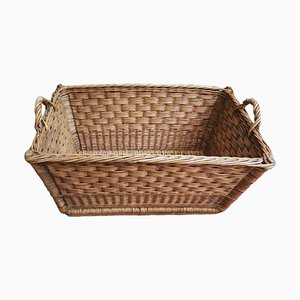 Large French Handwoven Wicker Bread Basket, 1930