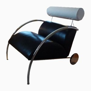 Black and White Zyklus Leather Armchair with Headrest by Peter Maly for Cor