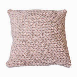Handmade Crochet Textures Pillow in Pastel Salmon by Com Raiz