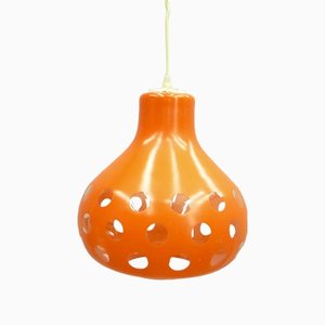 Space Age Orange Glass Ceiling Lamp, 1960s