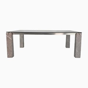Faraone Glass and Marble Dining Table by Renato Polidori for Skipper, Italy, 1980s