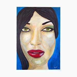 Ernest Carneado Ferreri, Mujer Con Pelo Negro, 2000er, Acrylmalerei