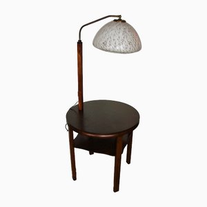 Lámpara de pie vintage con mesa, años 40