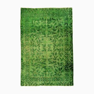 Vintage Teppich aus waldgrüner Wolle, 1940er